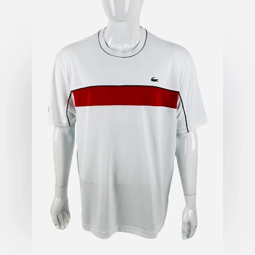 Lacoste Mens 4XL Shirt Short Sleeve Tech Tennis Novak Djokovic Graphic 9 EUC